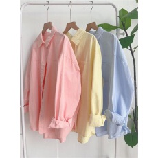 批发纯棉正肩衬衫女叠穿内搭春<b class='q'>秋</b>款长袖上衣宽松百搭显瘦衬衣外套