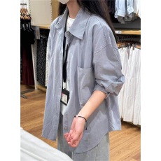 批发【纯棉有口袋】100%棉正肩纯色衬衫夏季薄款宽松遮肉显瘦衬衣外穿