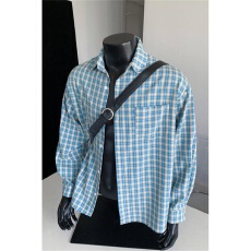 批发夏季新款复古格子长袖衬衫男休闲宽松韩系宽松衬衣外套青年