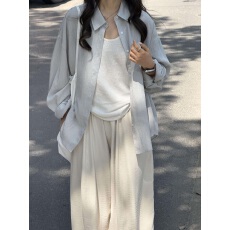 批发【质量做工可对比】老钱风亚麻衬衫女夏季休闲长袖开衫<b class='q'>外套</b>