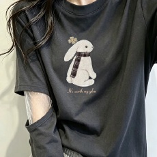 批发【260克人棉92粘胶8氨纶 设计感蕾丝拼接长袖<b class='q'>t</b><b class='q'>恤</b>秋装女假两件上衣