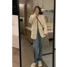 批发原版做法西装外套女秋季韩版高级感炸街小个子宽松休闲西服