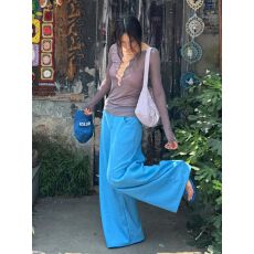 批发纯棉复合#慵懒风松弛感弯刀阔腿裤女夏新款<b class='q'>设计</b>感轻薄百搭休闲裤