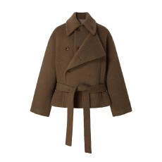 批发短款立领呢子大衣女秋冬装韩系轻奢名媛气质赫本风小个子毛呢外套