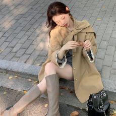 批发原版质量<b class='q'>甜美</b>法式千金风蝴蝶结风衣外套早秋小个子宽松中长款大衣