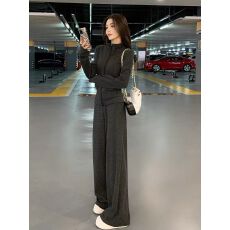 批发休闲慵懒风<b class='q'>运动服</b>套装女秋<b class='q'>新款</b>韩版显瘦卫衣阔腿裤两件套922#