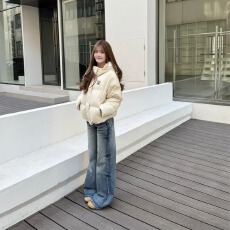 批发<b class='q'>韩版</b>高级水洗阔腿牛仔<b class='q'>裤</b>2026小众胖mm低腰设计感直筒拖地<b class='q'>裤</b>