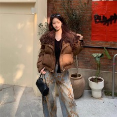 批发美式复古做旧印花弯刀牛仔裤春季2026新款高腰宽松阔腿镰刀裤