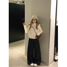 批发微<b class='q'>胖</b>mm<b class='q'>高级</b>感宽松显瘦复古牛仔裤女早春高个子休闲水洗百搭直筒裤