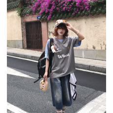 批发七分牛仔裤女夏季复古水洗蓝<b class='q'>大码</b>宽松阔腿裤高腰显瘦休闲直筒<b class='q'>短裤</b>