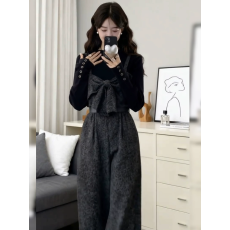 批发高级御姐气质休闲蝴蝶结吊带<b class='q'>连体裤</b><b class='q'>女</b>装2025秋冬新款气场强大套装