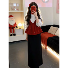 春装搭配一整套装2026新款辣妹气质休闲衬衫钉珠吊带上衣半裙女装