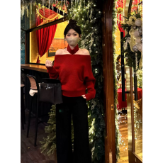 批发宽松慵懒风红色穿搭针织衫毛衣2026年春季新款高级感爆款上衣女装