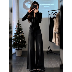 批发纯欲辣妹<b class='q'>气质</b>修身黑色长袖上衣流苏牛仔长<b class='q'>裤</b>女<b class='q'>装</b>2026春季新款套<b class='q'>装</b>