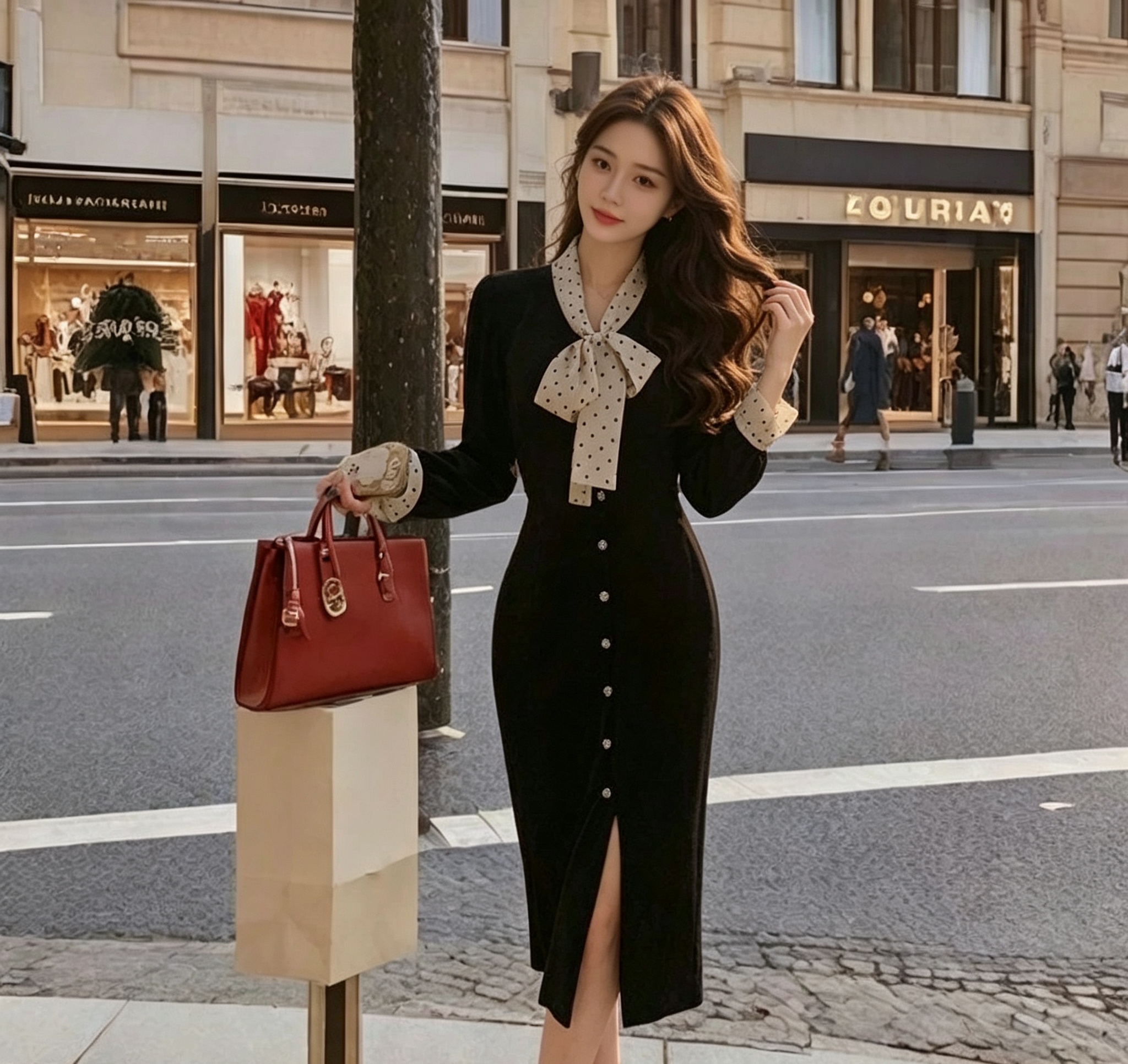 秋季新款赫本风法式长裙显身材黑色修身气质连衣裙女神范女 服裝批發女裝批發服飾貨源