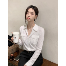 批发韩版气质职业通勤白色长袖POLO领衬衫女2026春季新款轻奢名媛上衣