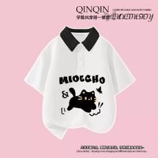 批发女<b class='q'>童</b><b class='q'>纯棉</b><b class='q'>短</b>袖T恤套装夏季新款卡通小猫印花<b class='q'>中大</b><b class='q'>童</b>休闲长裤两件套