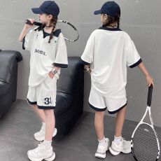 批发女童运动套装学院风夏季2026新款儿童短袖<b class='q'>短裤</b>夏日穿搭韩系高级感