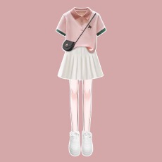 批发女<b class='q'>童</b><b class='q'>学院风</b>休闲<b class='q'>套装</b>夏季洋气<b class='q'>中大</b><b class='q'>童</b>女孩短袖POLO衫运动短裤两件套