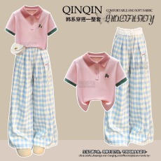 批发<b class='q'>女童</b>夏<b class='q'>季</b>套装2025休闲<b class='q'>裙裤</b>薄款初中生针织衫短袖T恤阔腿裤两件套