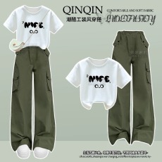 批发<b class='q'>女</b>童<b class='q'>夏</b>季<b class='q'>阔腿裤</b><b class='q'>套</b>装2026儿童Polo短袖T恤青少年夏装休闲裤两件套