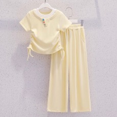 批发<b class='q'>女童</b>休闲<b class='q'>套</b>装夏季2026新款儿童假两件短袖夏日多巴胺运动服两件套