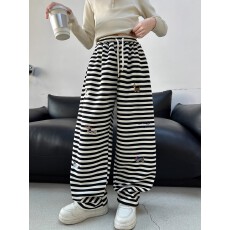 批发女<b class='q'>童裤</b>子春秋款2026新款大童时尚条纹裤小女孩洋气休闲裤运动卫裤