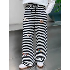 批发女<b class='q'>童裤</b>子春秋款2026新款大童时尚条纹裤小女孩洋气休闲裤运动卫裤