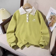 批发<b class='q'>女</b><b class='q'>童</b><b class='q'>卫衣</b>春秋款2026新款洋气儿童秋装小女孩秋季宽松POLO领上衣潮