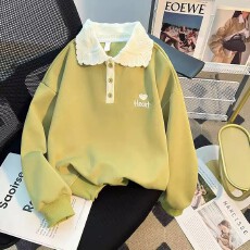 批发<b class='q'>女</b><b class='q'>童</b><b class='q'>卫衣</b>春秋款2026新款洋气儿童秋装小女孩秋季宽松POLO领上衣潮