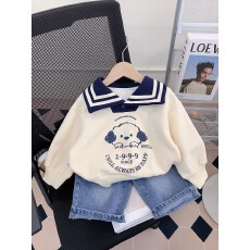 批发<b class='q'>女</b><b class='q'>童</b><b class='q'>卫衣</b>春秋款2026新款洋气儿童秋装小女孩秋季宽松POLO领上衣潮