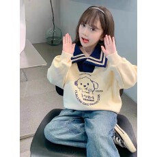 批发<b class='q'>女</b><b class='q'>童</b><b class='q'>卫衣</b>春秋款2026新款洋气儿童秋装小女孩秋季宽松POLO领上衣潮
