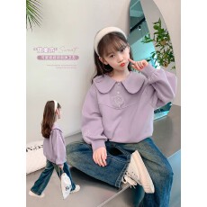 批发<b class='q'>女童</b><b class='q'>春</b>秋款娃娃领卫衣2026新款儿童春装女孩洋气可爱长袖休闲上衣