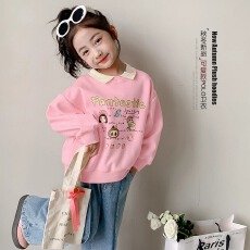 批发<b class='q'>女</b><b class='q'>童</b><b class='q'>卫衣</b>春秋款2026新款洋气儿童秋装小女孩秋季宽松POLO领上衣潮