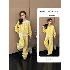 批发女<b class='q'>童</b><b class='q'>卫衣</b><b class='q'>套</b>装春秋款2026新款女大<b class='q'>童</b>甜美上衣休闲裤两件套休闲春装