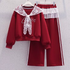 批发女<b class='q'>童</b><b class='q'>卫衣</b><b class='q'>套</b>装春秋款2026新款女大<b class='q'>童</b>甜美上衣休闲裤两件套休闲春装