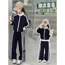 批发<b class='q'>女</b><b class='q'>童</b>2026春秋季套装新款韩版百搭长袖外套<b class='q'>宽松</b>长裤运动两件套潮