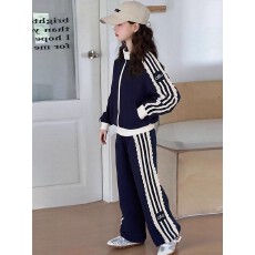 批发<b class='q'>女</b><b class='q'>童</b>2026春秋季套装新款韩版百搭长袖外套<b class='q'>宽松</b>长裤运动两件套潮