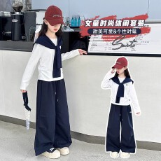 批发<b class='q'>女</b><b class='q'>童</b>韩系穿搭<b class='q'>套装</b>秋季2025新款女大童潮酷上衣儿童炸街秋装阔腿裤
