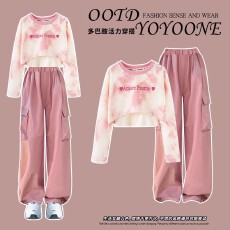 批发<b class='q'>女</b><b class='q'>童</b>秋装2026新款<b class='q'>大</b>童女装洋气12岁女孩春秋运动卫衣套装初中生15