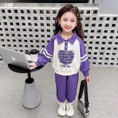 批发女童装秋冬季套装2026新款<b class='q'>儿童</b>网红洋气女孩运动炸街加绒两件套潮