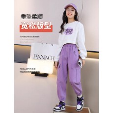 批发女童套装2025新款春秋<b class='q'>儿童</b>运动服春装女孩时髦洋气工装裤休闲童装