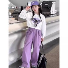 批发女童套装2025新款春秋<b class='q'>儿童</b>运动服春装女孩时髦洋气工装裤休闲童装