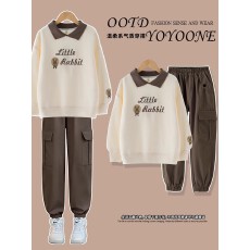 批发女童秋装套装2025新款<b class='q'>儿童</b>加绒学院风卫衣女大童初中生秋季洋气冬