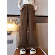 批发【官方正品】URILCAR女童工装裤2025新款潮酷穿搭春秋洋气阔腿裤