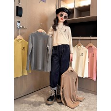 批发女童打底衫秋装2025新款秋冬内搭大童长袖<b class='q'>T</b><b class='q'>恤</b>春秋半高领儿童上衣