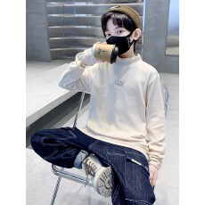 批发男童高领打底衫秋冬2025新款儿童德绒痞帅风上衣大童白色内搭男孩
