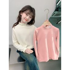 批发<b class='q'>童</b>装儿<b class='q'>童</b>冬季半高领上衣2025新款冬装女<b class='q'>童</b><b class='q'>洋气</b>德绒内<b class='q'>搭</b>长袖休闲潮
