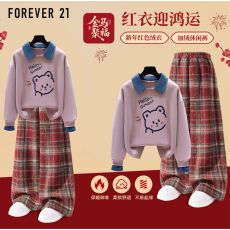 批发假两件卫衣少女2025秋冬加绒大童卡通polo领上衣初高中学