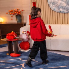 66公主童装女童加绒卫衣冬季新款儿童红色新年女孩喜庆新春上衣